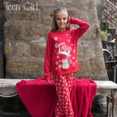 Weihnachts-Interlock-Pyjama für Teenager-Mädchen 23D90952 - KISSIMO