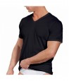 3 T-Shirt Men's V-neck Jersey Cotton Elastic Color Black and White B2Y512 - Navigate