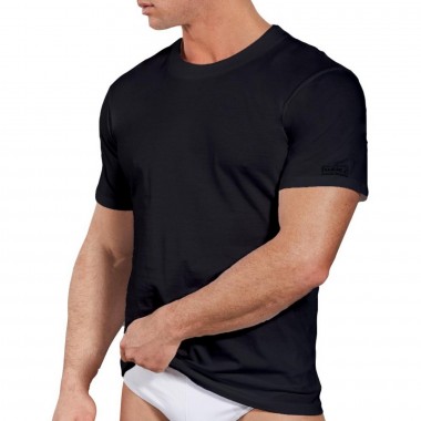 3 Camiseta Hombres Crew Neck Jersey Cotton Stretched Color Negro y Blanco B2Y513 - Navigate