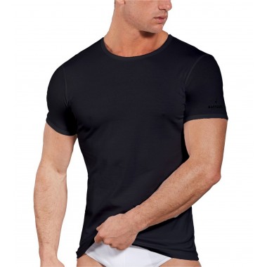 3 Camiseta Hombres Crew Neckline Cotton Elastic Color Negro y Blanco B2Y570 - Navigate