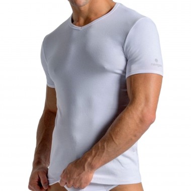 3 T-shirt Homme V-neck stretch coton couleur blanc et noir B2Y571 - Navigation