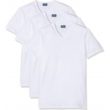 3 T-shirt Homme V-neck stretch coton couleur blanc et noir B2Y571 - Navigation