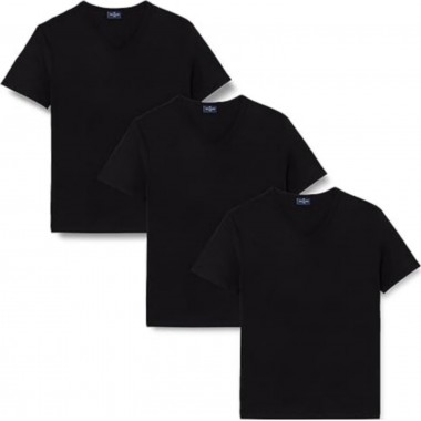 3 T-Shirt Men's V-neck stretch cotton color white and black B2Y571 - Navigation