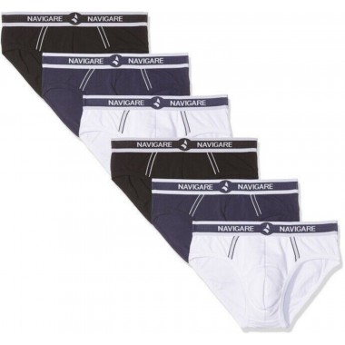 Pack 6 Men's Slip White and Black B2Y314 - Navigate