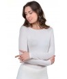 Pull femme manches longues en fibre mixte couleur noir noyer et chameau 5259 - Egi