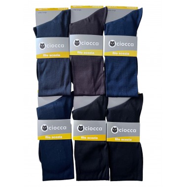 Confezione 6 paia Calze Lunghe Uomo Filo di Scozia Colori Blu Nero e Assortito Scuro 310 - CIOCCA