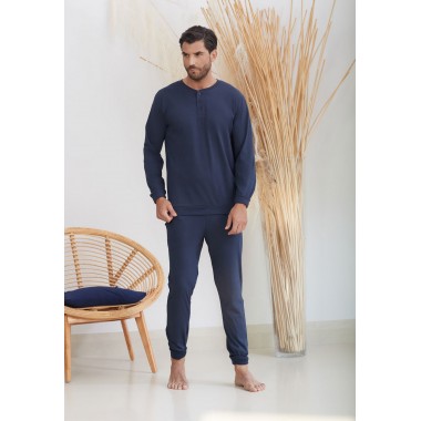 Herren Pyjamas Serafino Baumwolle 24U11020 - KISSIMO