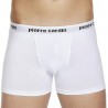 3 Boxer élastique extérieur homme blanc assorti en coton noir PCU 104 - Pierre Cardin