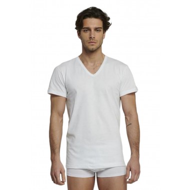 T-shirt men's neck V short sleeve cotton WT112- KISSIMO