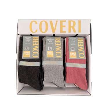 Pack 12 Paar Damen lange warme Baumwollsocken einzigartige Größe Claudia - Enrico Coveri