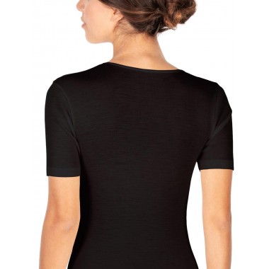 Pull femme noir et blanc bord côte satiné 142 - Egi