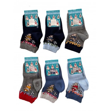 Pack 6 Paar Baby kurze rutschfeste Socken Puf - Enrico Coveri