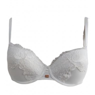 Soutien-gorge arrière balconcino invisible rembourrage dentelle fristaglio super confort couleur noir et crème Saten Nuvola - Lo