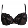 Back bra balconcino invisible padding lace fristaglio super comfort color black and cream Saten Nuvola - Lormar