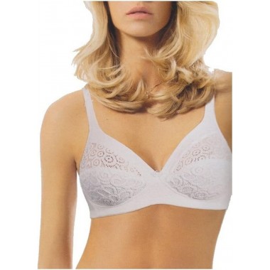 Soutien-gorge dentelle et micro rayé sans cuir blanc et noir rigide - Sollievo