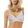 Soutien-gorge dentelle et micro rayé sans cuir blanc et noir rigide - Sollievo