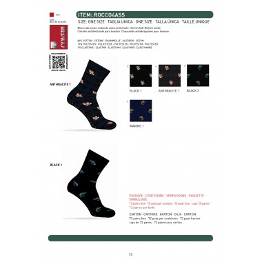 Pack 12 pairs Socks Man short ABS Non-slip in thermocoton Size only assorted colors Rocco - Enrico Coveri