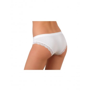 Pack 6 women's short waist briefs with lace inserts white and black 518 - Jadea