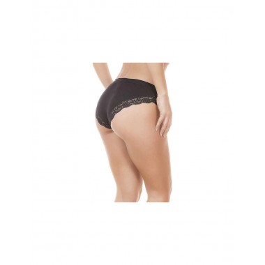 Pack 6 women's short waist briefs with lace inserts white and black 518 - Jadea