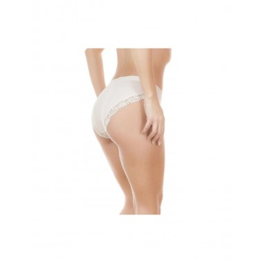 Pack 6 women's short waist briefs with lace inserts white and black 518 - Jadea