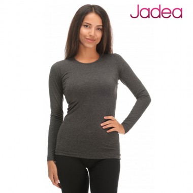 Maglia donna intima girocollo manica lunga colori nero blu e grigio in cotone 4055 - Jadea