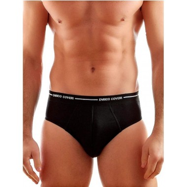 Pack 6 Men's elastic cotton briefs black and assorted ES1000 - Enrico Coveri