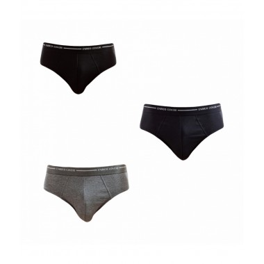 Pack 6 Men's elastic cotton briefs black and assorted ES1000 - Enrico Coveri