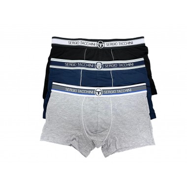 Confezione 6 Boxer uomo cotone bielastico colore bianco e assortito ( nero-blu-grigio m. ) 9000 - Sergio Tacchini