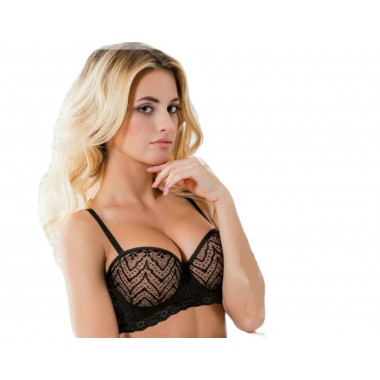 Cup Soutien-gorge en dentelle avec des brigades noires et blanches garnies - Love and Bra