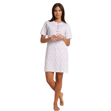 Camisa noche mujer color blanco y rosa KC2069 - Karel