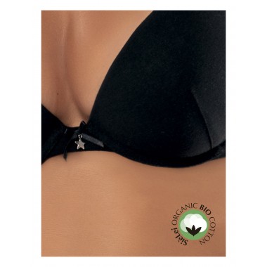 Bra push up graduated cups with rigid organic cotton color black and white with star 1444 - Yes you are