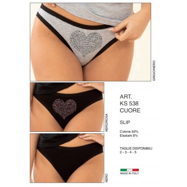 Multipack 3 Slip donna in cotone fantasia questions e cuore KS538 - Kissimo