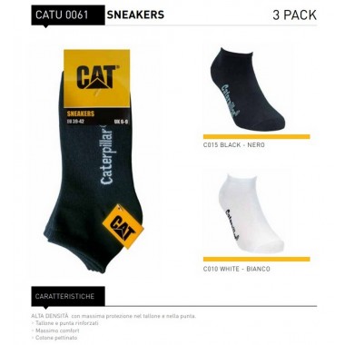 Multipack 3 calcetines Color de algodón Sneaker blanco y negro CATU0061 - Cat