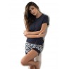 Damen Short Pijama Baumwolle Farben Blau Grau Ortensia P3126 - Jadea