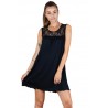 Mujer vestido de noche viscosa color negro crema azul y rosa Elisa Can. - Cocoles y Cocoles