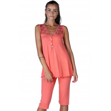 Viscose femme pyjamas couleur noir rose gris et crème Lety - Coeurs et Coccoli