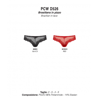 Pack 6 mujer brasileña con encaje rojo y negro PCW D526 - PIERRE CARDIN