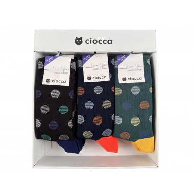 Pack de 12 pares de calcetines largos para hombre en cálido algodón, talla única, colores surtidos art.212 - CIOCCA