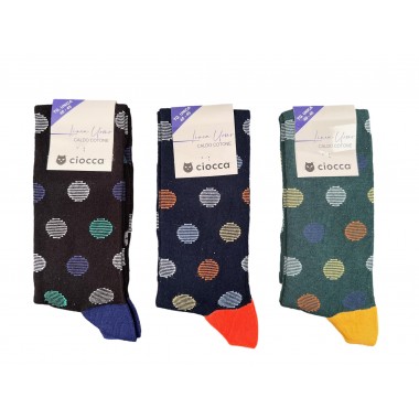 Pack de 12 pares de calcetines largos para hombre en cálido algodón, talla única, colores surtidos art.212 - CIOCCA