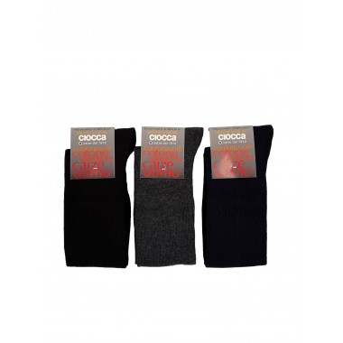 Pack of 12 pairs Stretch Thermocotton Men's Long Socks one size assorted colours black blue and anthracite art. 640 - CIOCCA