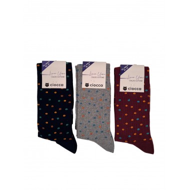 Pack of 12 pairs Men's Long Socks in Warm Cotton one size assorted colours art. 213 - CIOCCA