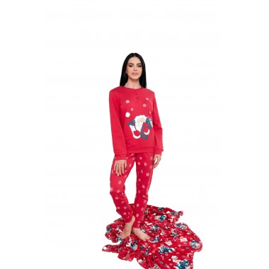 Pijama navideño de mujer en algodón interlock 24D90852- KISSIMO