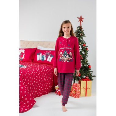 Pigiama natale ragazza in cotone interlock 24D90951 - KISSIMO