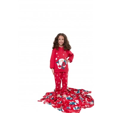 Christmas pajamas for girls in interlock cotton 24D90452 - KISSIMO