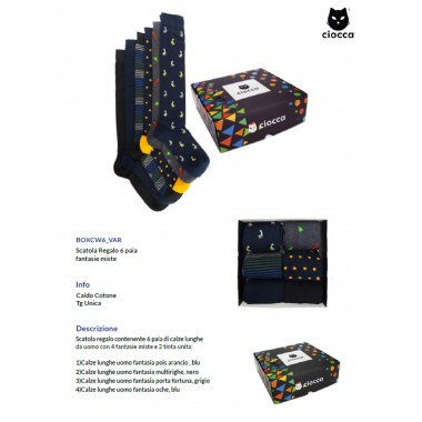 Pack 6 pares de calcetines largos hombre termocotón BOXCW6 - CIOCCA