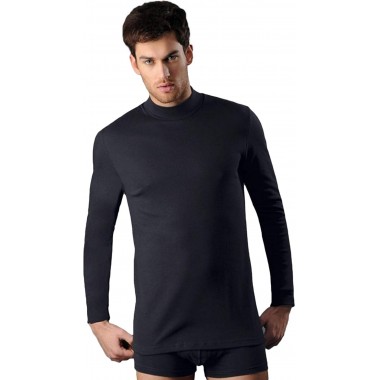 Jersey de hombre de algodón interlock de manga larga con cuello alto WM403 - KISSIMO