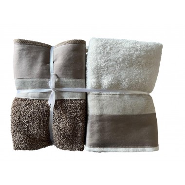 Complete bathroom towels with leap 2+2 in sponge 100% cotton 420 gr crafting BALZA