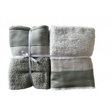 Complete bathroom towels with leap 2+2 in sponge 100% cotton 420 gr crafting BALZA