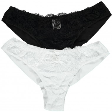 Confezione 6 Panty brasiliana donna colori nero e bianco in cotone 3591D - Lovely Girl